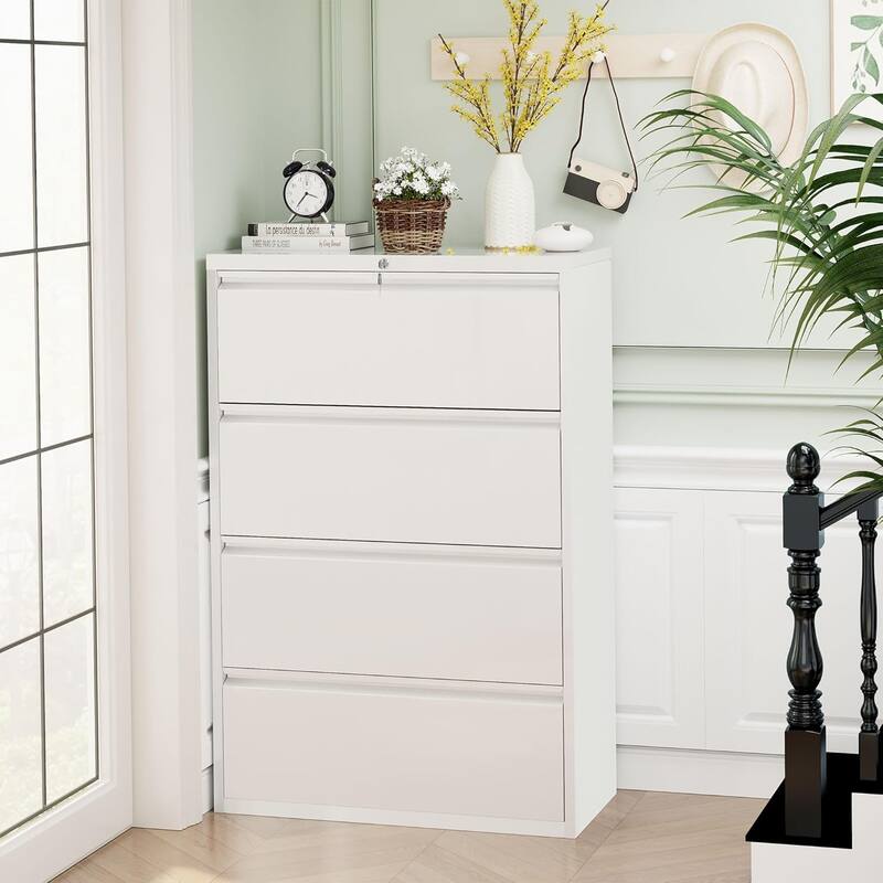 4 Drawer Metal Lateral Filing Cabinet with Lock