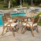 preview thumbnail 1 of 11, Outdoor Hermosa 5-piece Wood Dining Set by Christopher Knight Home Teak + Creme Cushion