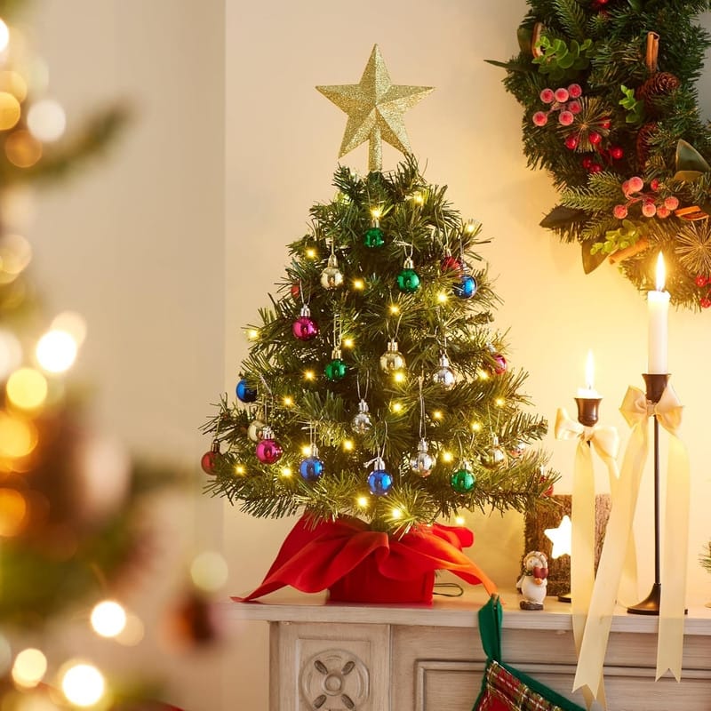 Joyfy 2-ft Mini Christmas Tree with White LED Lights - Multicolor