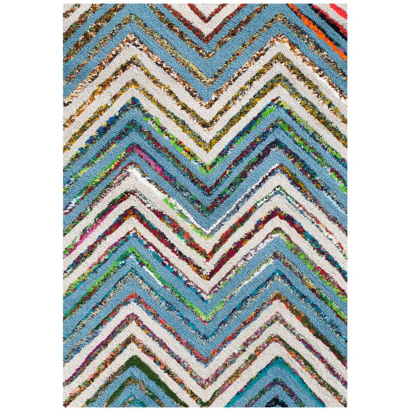 SAFAVIEH Handmade Nantucket Ynes Contemporary Cotton Rug - 2' x 3' - Beige/Blue