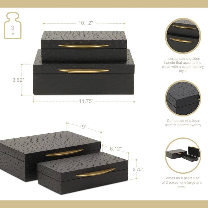 Canorus Faux Ostritch Pattern Rectangular Box Set
