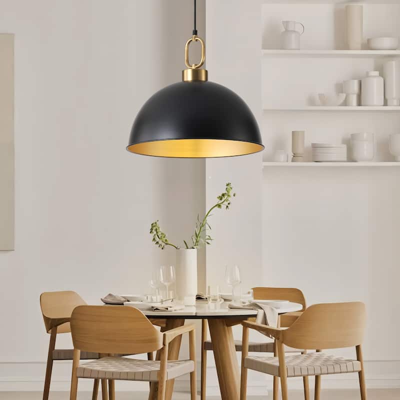 Starsky 1-light Mid-century Modern Industrial Farmhouse Black Dome Single Pendant Light