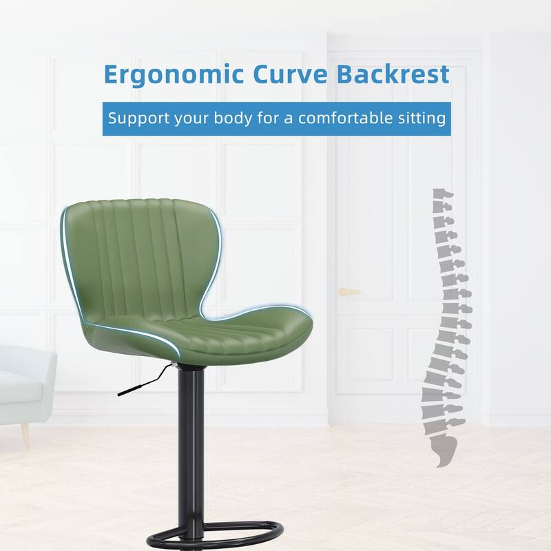 Scallop Swivel Bar Stool Set with Height-adjustable Seat - N/A