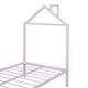 preview thumbnail 15 of 16, Pink Twin Size Metal Platform Bed with trundle, House-Shaped Headboard Design for Kids, Boys and Girls