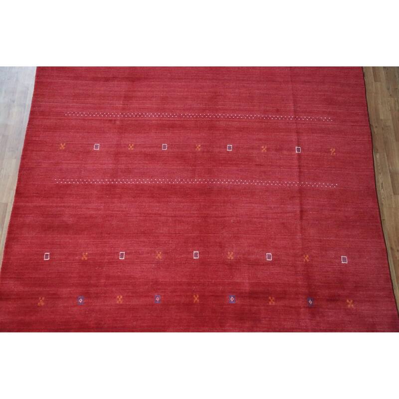Hand Knotted Oriental 100% Wool Carpet Tribal Tribal Red Gabbeh Area Rug - 11' 4'' X 8' 2''