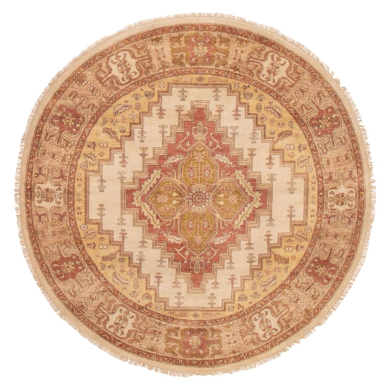ECARPETGALLERY Hand-knotted Finest Agra Jaipur Ivory Wool Rug - 7'11 x 7'11 - Ivory - 7'11 x 7'11