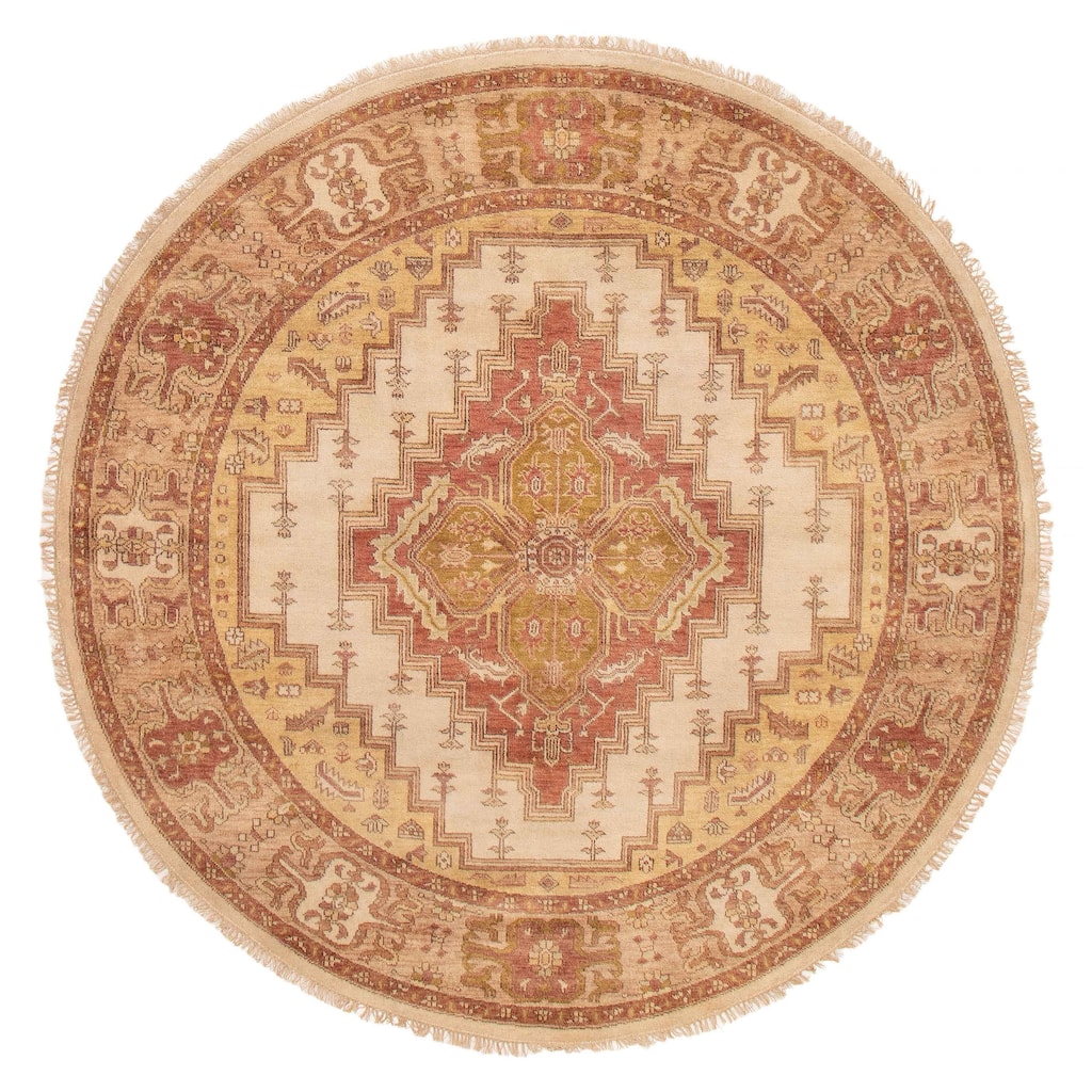 ECARPETGALLERY Hand-knotted Finest Agra Jaipur Ivory Wool Rug - 7'11 x 7'11