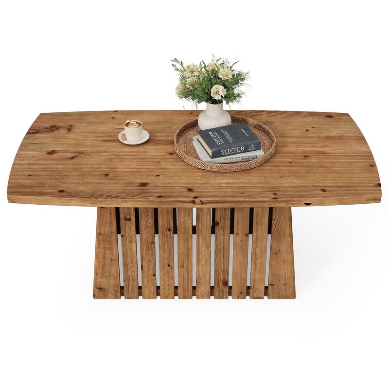 47-Inch Solid Wood Coffee Table, Rectangular Center Table for Living Room