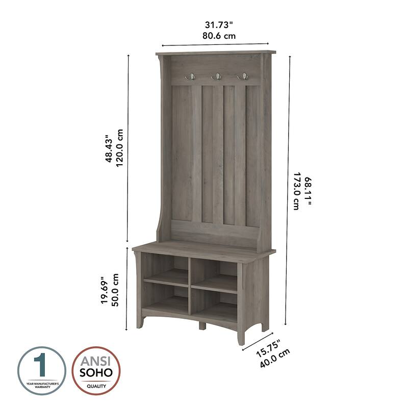 Salinas Hall Tree with Shoe Storage Bench by Bush Furniture