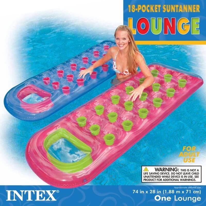 Intex 18 Pocket Swimming Pool Beach Lounge Floating Raft 2 with Pillow (6 Pack) - 2.2