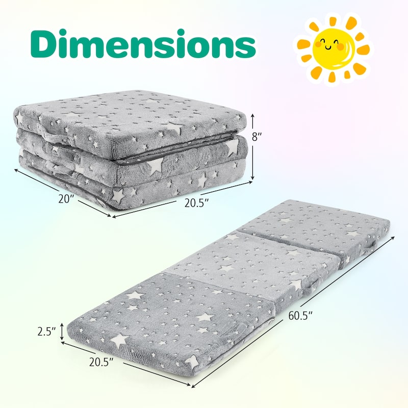 Gymax Foldable Floor Mattress for Kids Glow in the Dark Toddler Nap