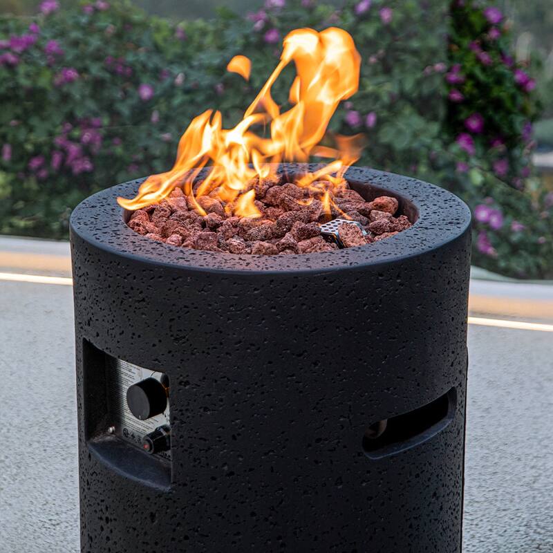 Modeno Lava Tube 18" Outdoor Firepit Table Concrete Patio Heater