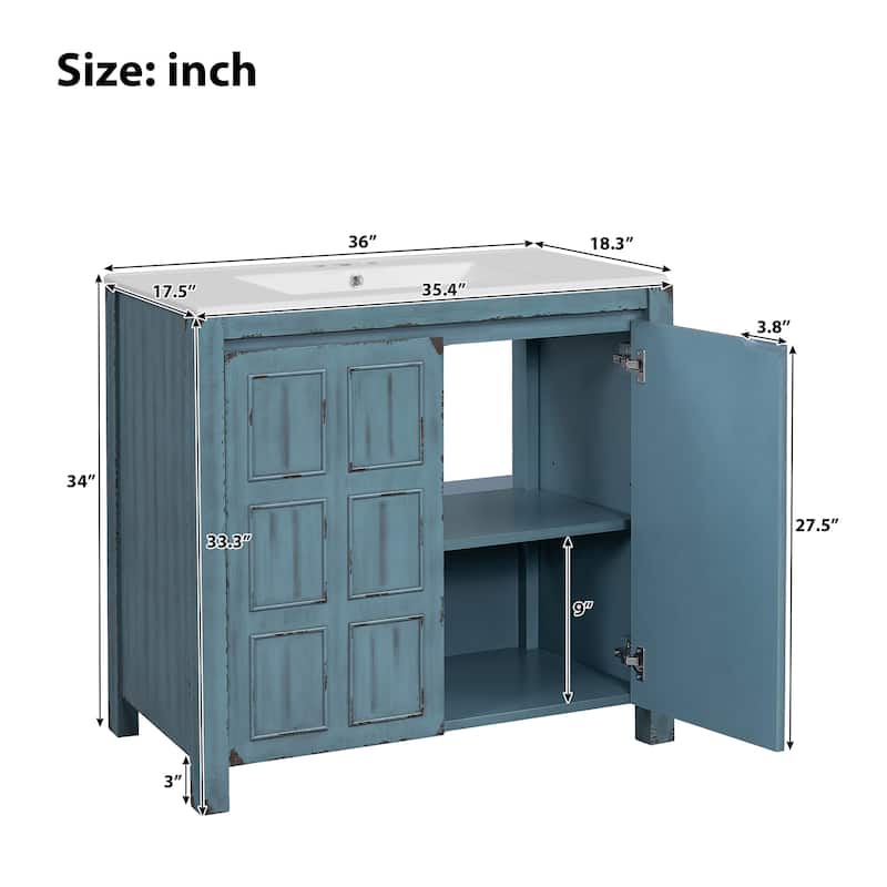 36 "Ceramic Sink Bathroom Vanity Set with Storage Cabinet Organizer‌.