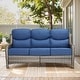 preview thumbnail 39 of 187, Outdoor Patio Sofa Swivel Chair with 6-Inch Thick Cushions Set Only Sofa - Grey Wicker Blue Cushion