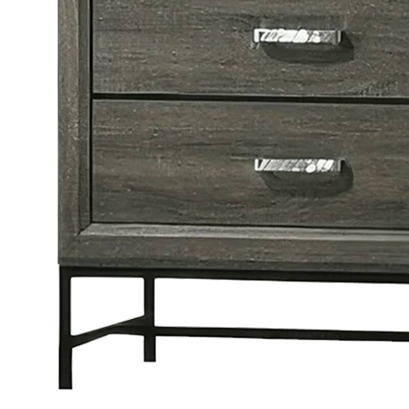 Lito Tall Dresser Chest, 4 Drawers w 1 Jewelry Tray, Glam Silver, Gray
