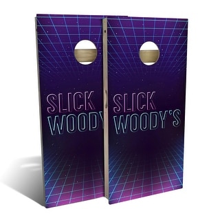 80s Neon Logo Outdoor Cornhole Board Set