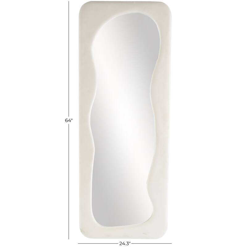 Black or White Velvet Wavy Room Floor Mirror