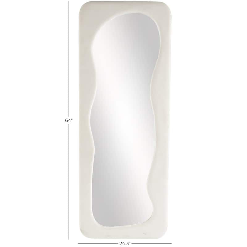 Velvet Wavy Floor Mirror - Black or White - Roche River Decor