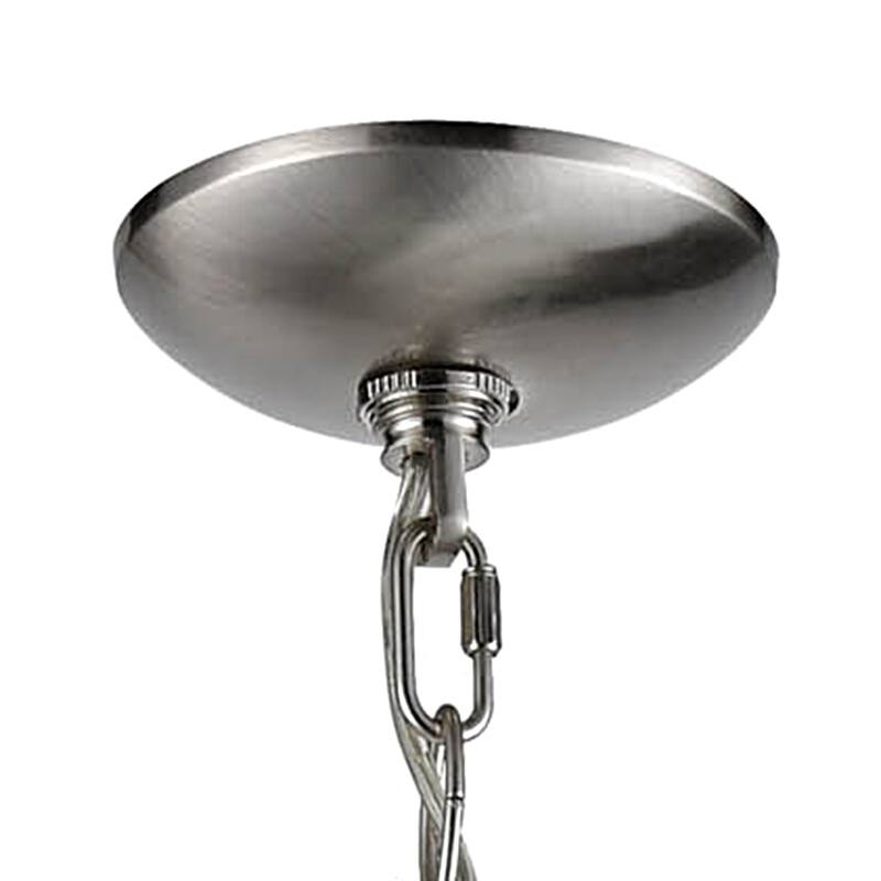 Elk Home Pittman Brushed Nickel With White Glass Chandelier - 9-Light