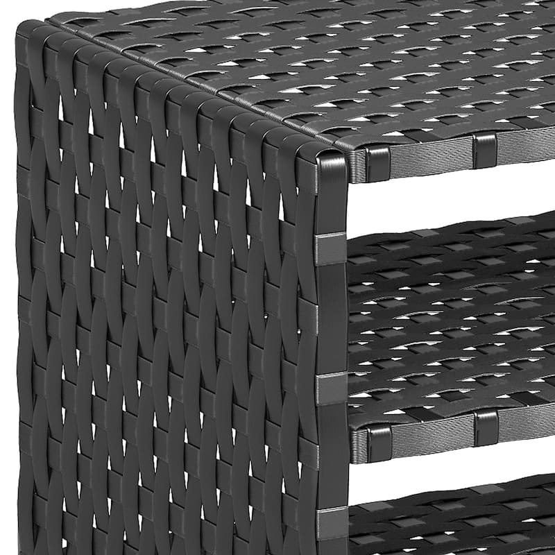 Moasis All Weather Wicker Shoe Organizer with Open Shelf and Cabinet