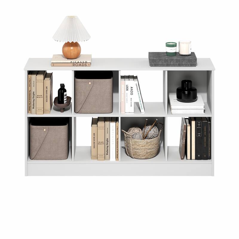 26.85 in. Tall White Wood 8-Shelf Bookcase