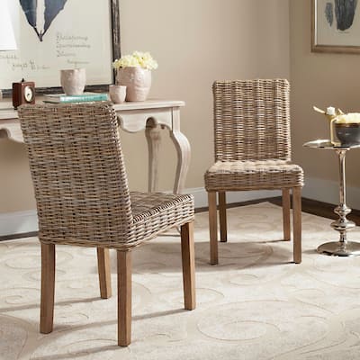 SAFAVIEH Luana Dining Unfinished Natural Wicker Dining Chair (Set of 2) - 19" x 22.5" x 34.5" - 19"W x 23"D x 35"H