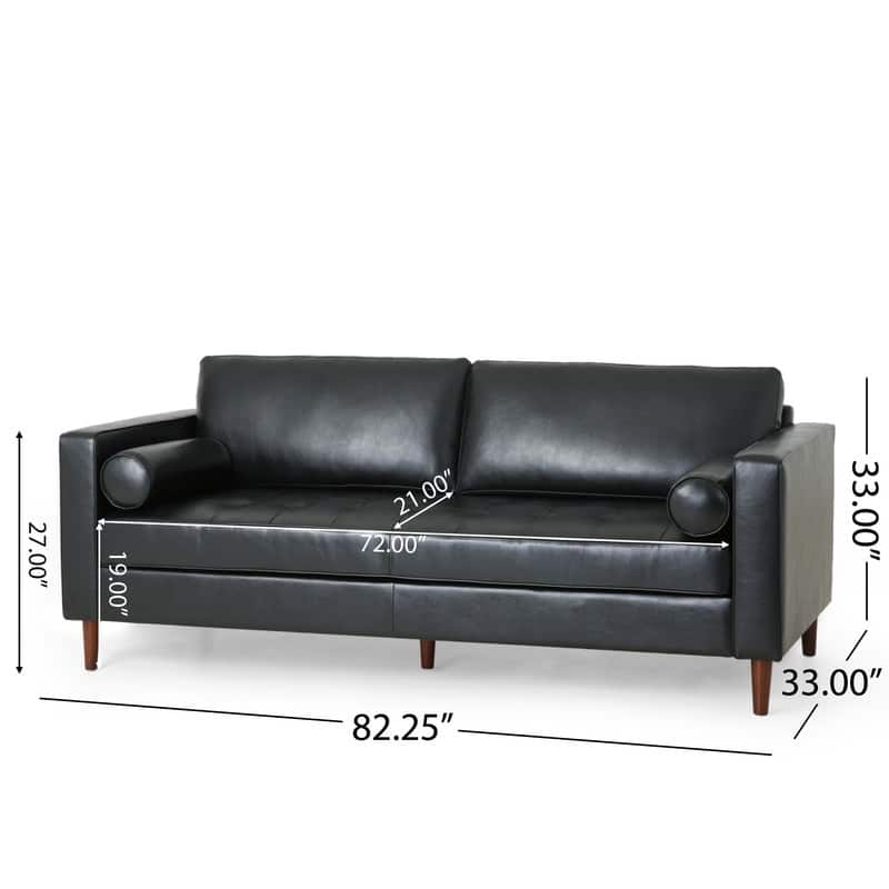 82" Three-Seat PU Leather Upholstered Sofa