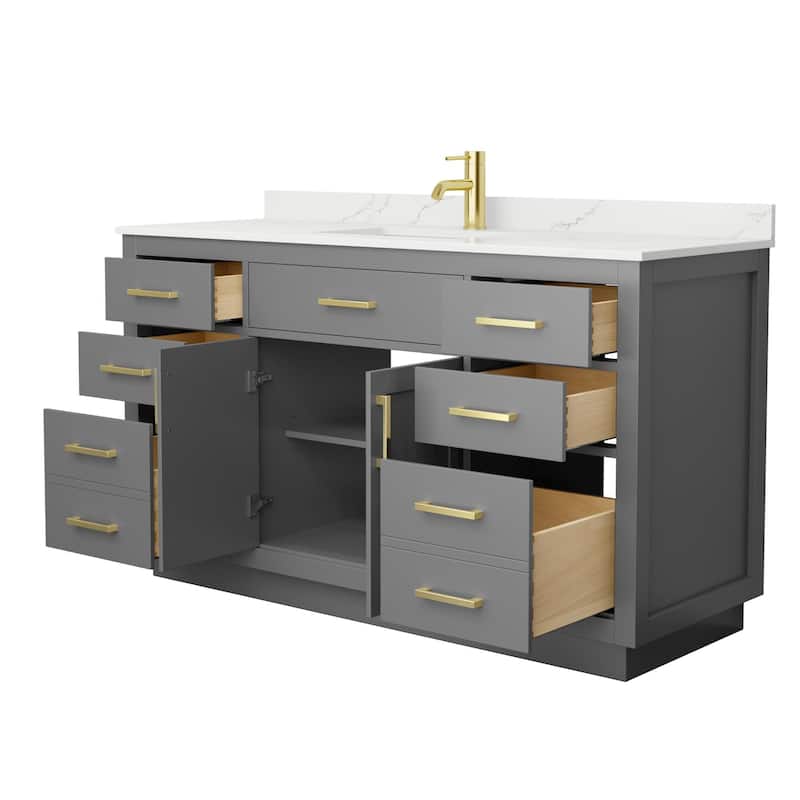 Beckett TK 60-inch Single Vanity, Single Hole Quartz Top