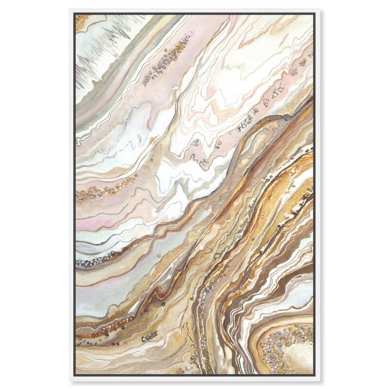 Art Remedy Royal Gold Geode Framed Mineral, Agate & Geode 1 Piece Canvas Wall Art - 25 x 37 - White