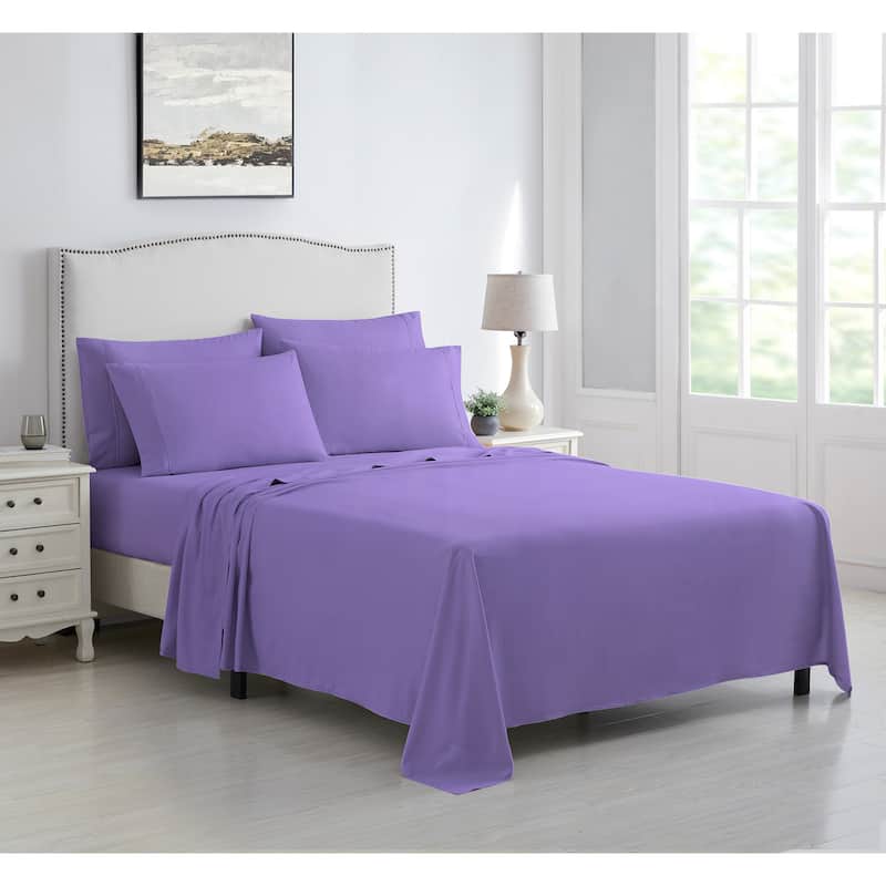 Kathy Ireland 6 Piece Brushed Microfiber Sheet Set - Full - Violet Purple