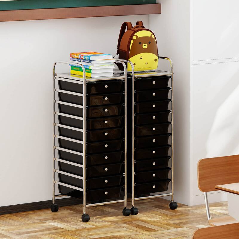 Costway Rolling Storage Cart with Chrome Plated Metal Frame & Lockable - See Details