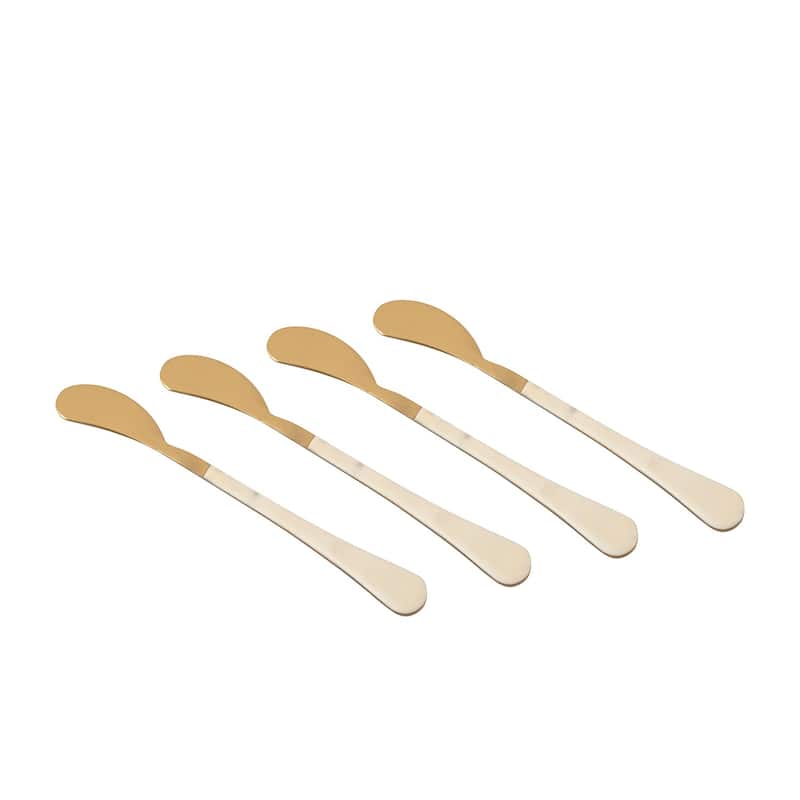 Set of 4 Gold & White Stainless Steel Spreaders