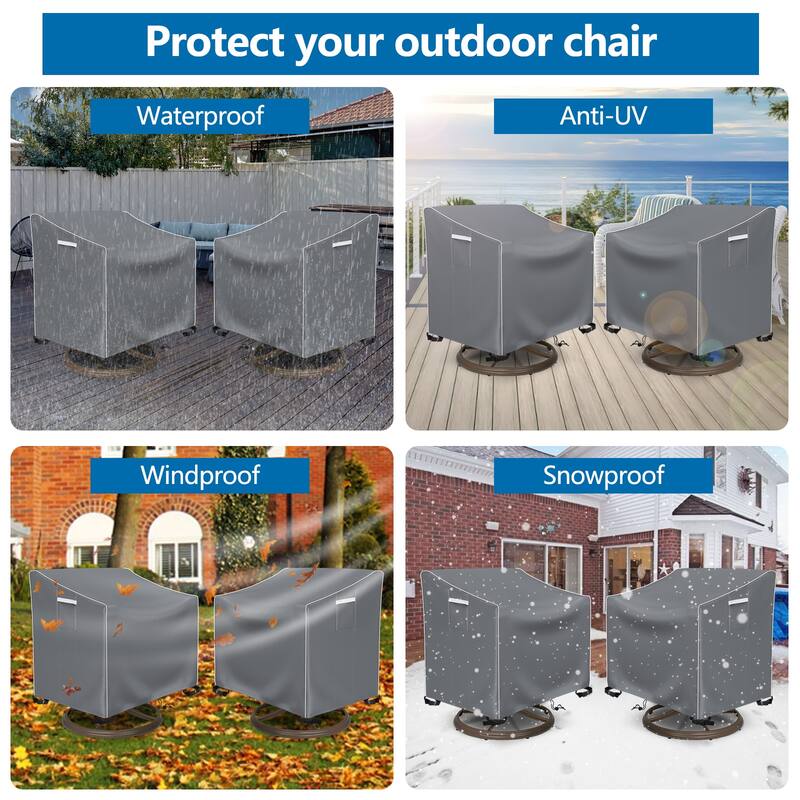 2-Pack Heavy Duty Waterproof Outdoor Lounge Chair Covers - All-Weather Patio Furniture Protection