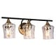 preview thumbnail 9 of 7, 3-Light Modern Bathroom Vanity Light Dimmable Black Gold Glass Wall Sconce - 20" L x 7" W x 7" H