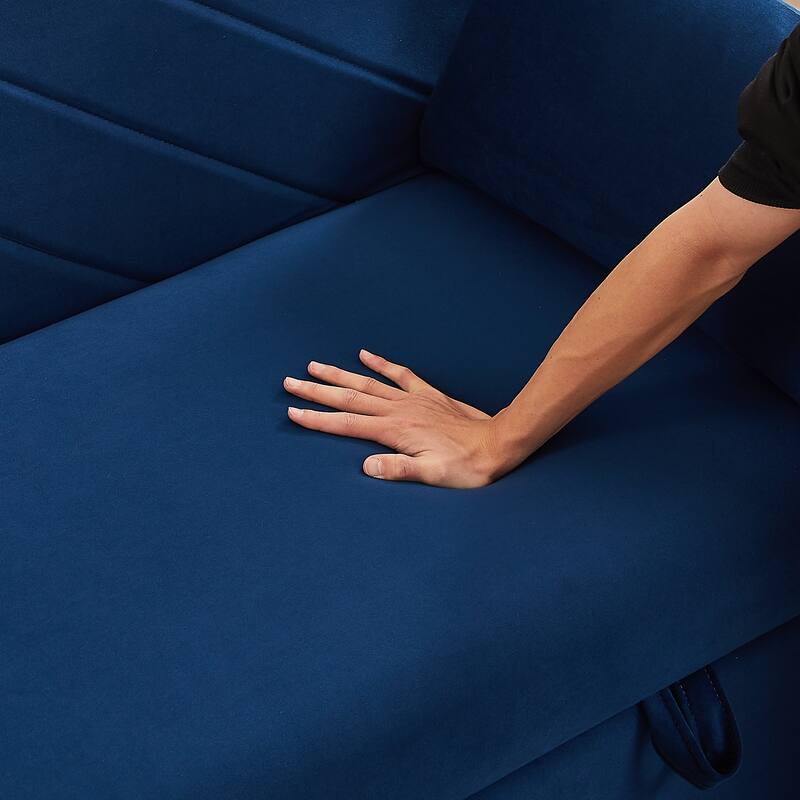 Anmytek 3-in-1 Soft Velvet Convertible Sleeper Sofa Bed With USB Port 2 Lumbar Pillows & Side Pocket