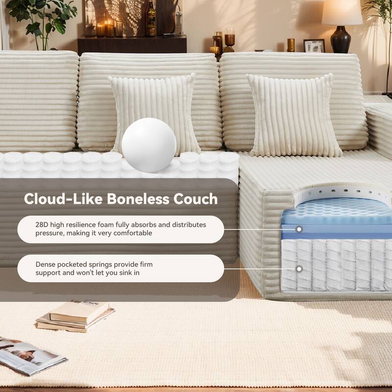 Pocassy L-Shape Sectional Sofa Sofa Couch Living Room Futon Couch