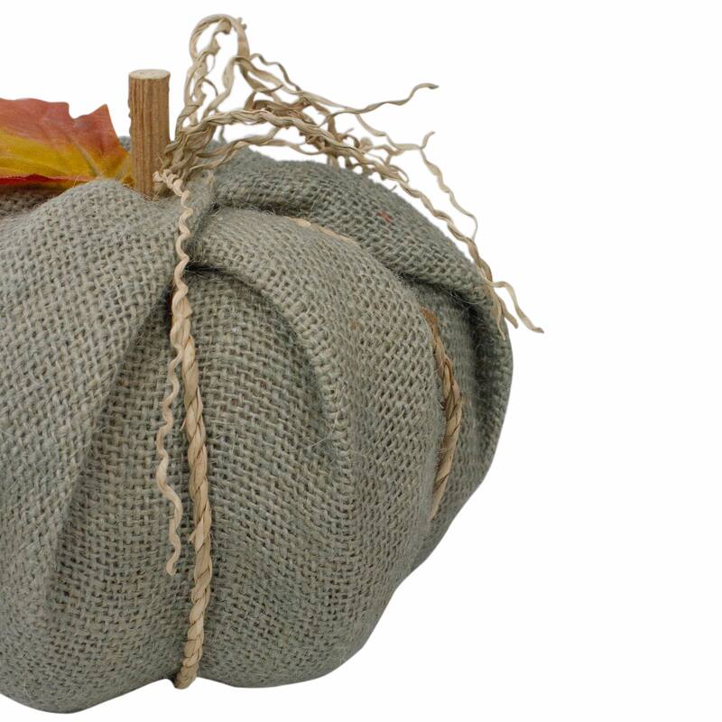 Burlap Autumn Harvest Pumpkin - 6.75" - Green