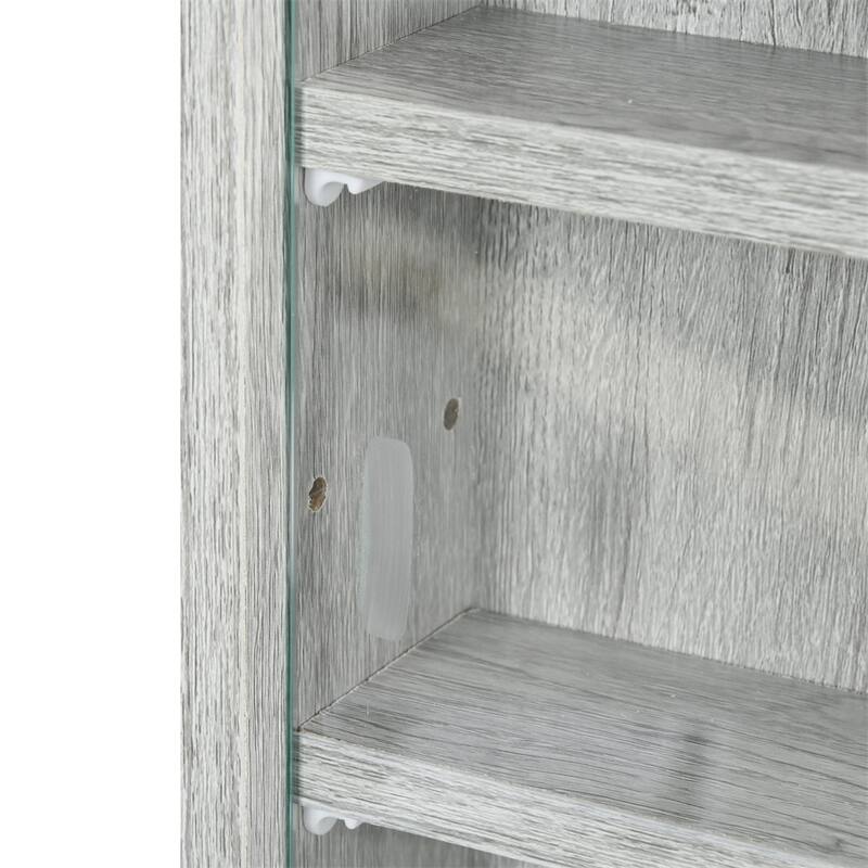 5-Tier Wall-Mounted Glass Display Cabinet with Adjustable Shelves