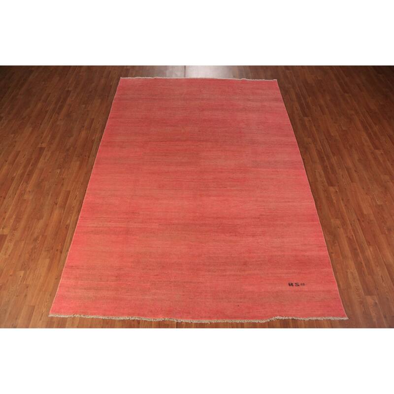 Pink Gabbeh Oriental Area Rug Handmade Wool Carpet - 6'8" x 9'6"