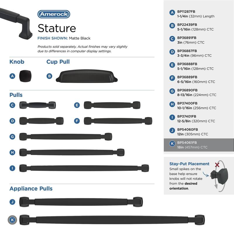 Amerock BP54061 Stature 18" Center to Center Handle Appliance Pull