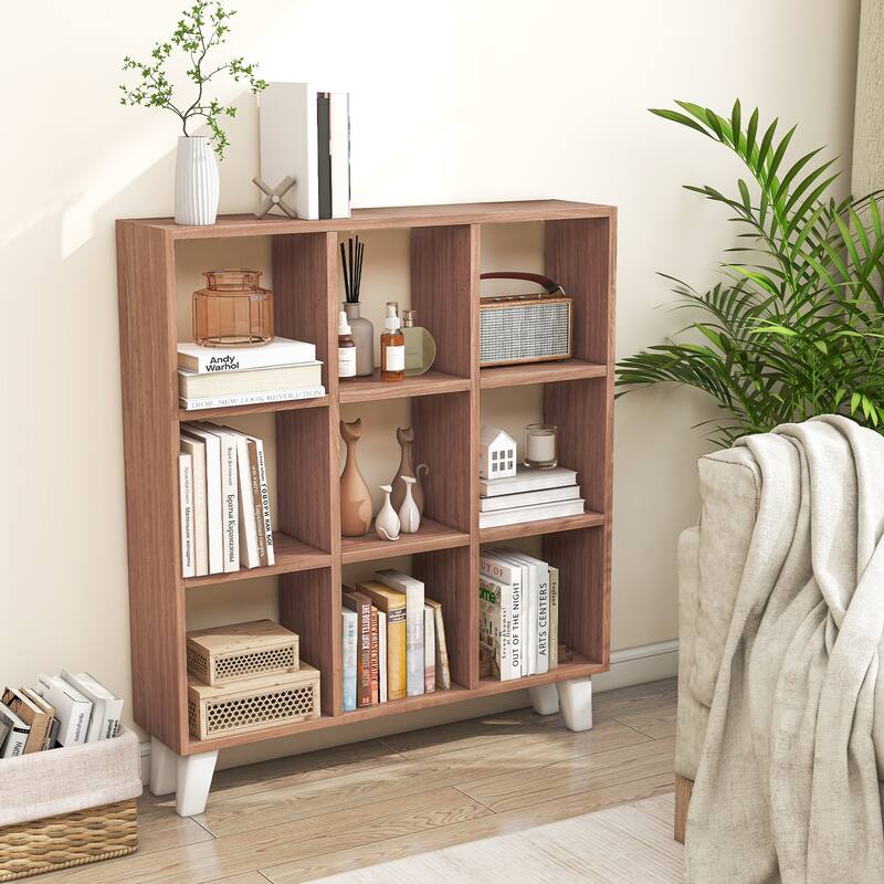 9-Cube Bookcase with 6 Removable Shelves and Raised Support Feet - 35" x 8" x 39.5" (L x W x H)