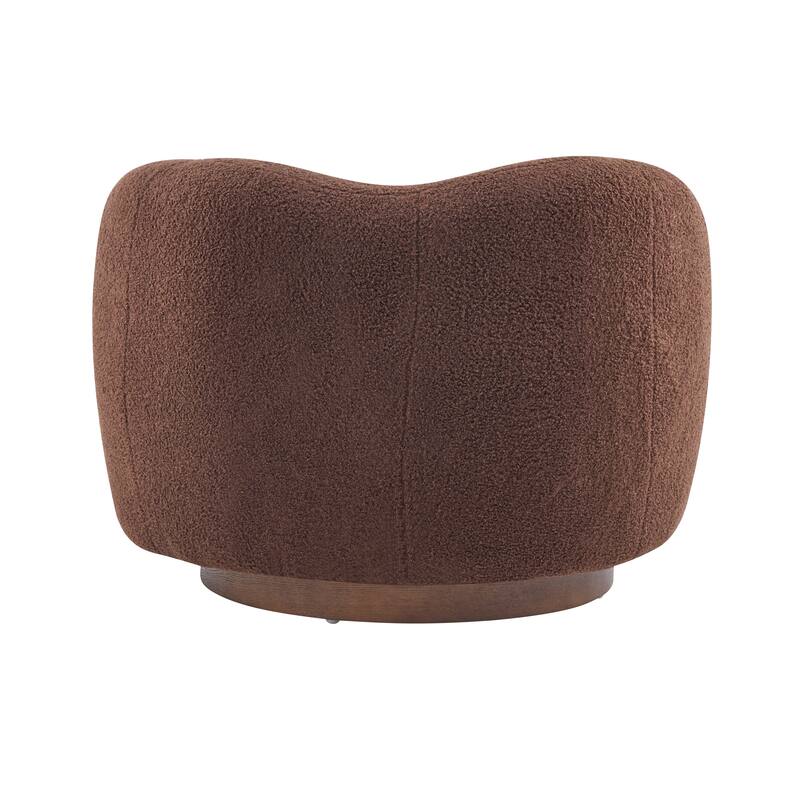Christopher Knight Home - Aradia Contemporary Boucle Upholstered 360° Swivel Club Chair with Curved Backrest & Wooden Base