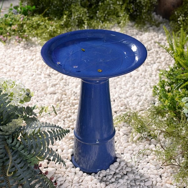 slide 11 of 14, Bridgeton Ceramic Glazed Bird Bath - 17" x 22" Blue