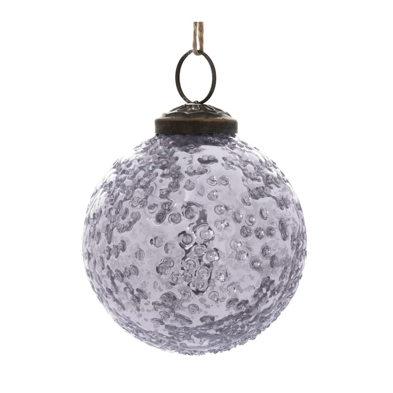 Set of 6 Purple Glass Ball Ornaments for Christmas Tree Decor - 3" x 3" x 4"