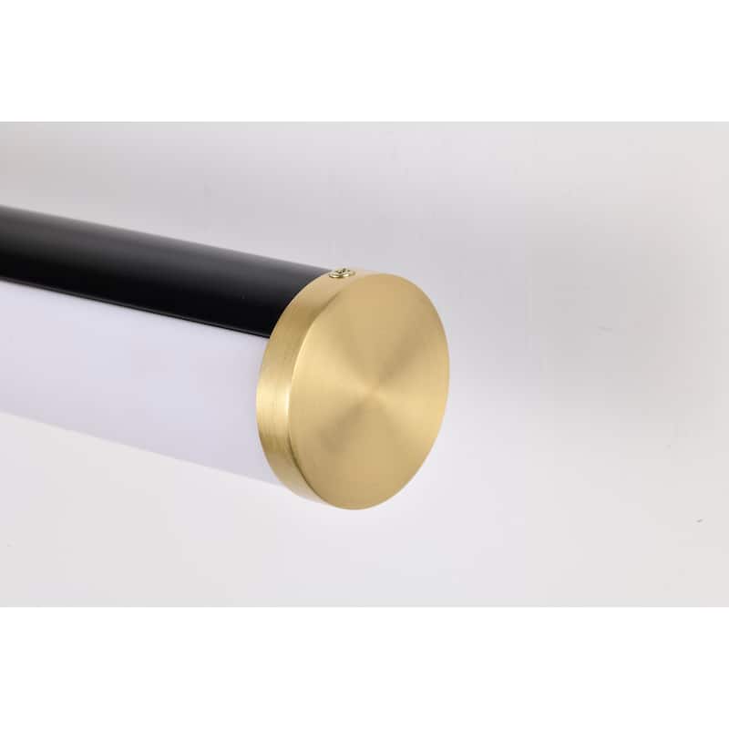 Solano Large Vanity - LED - Black and Brushed Brass Finish - White Acrylic Lens