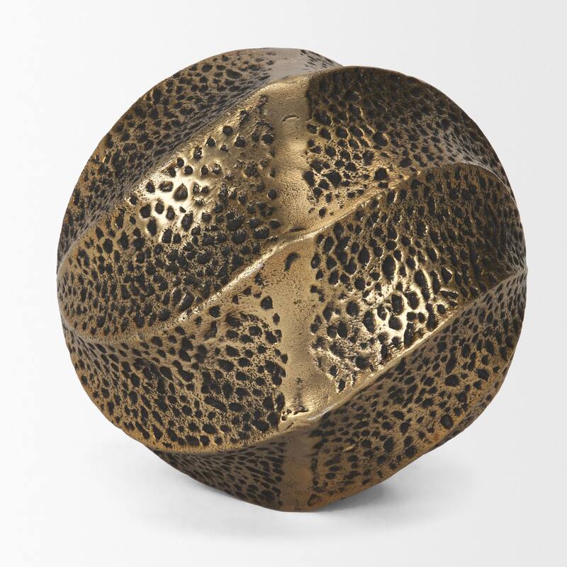 Imani Large / Small Sculptural Textured Antiqued Gold Metal Decorative Orb Object