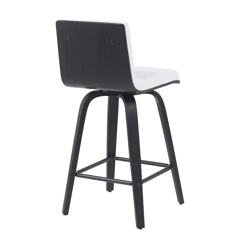 Skara Mid-Century Swivel Counter Stool, Upholstered Counter Height Chair with Bentwood Legs