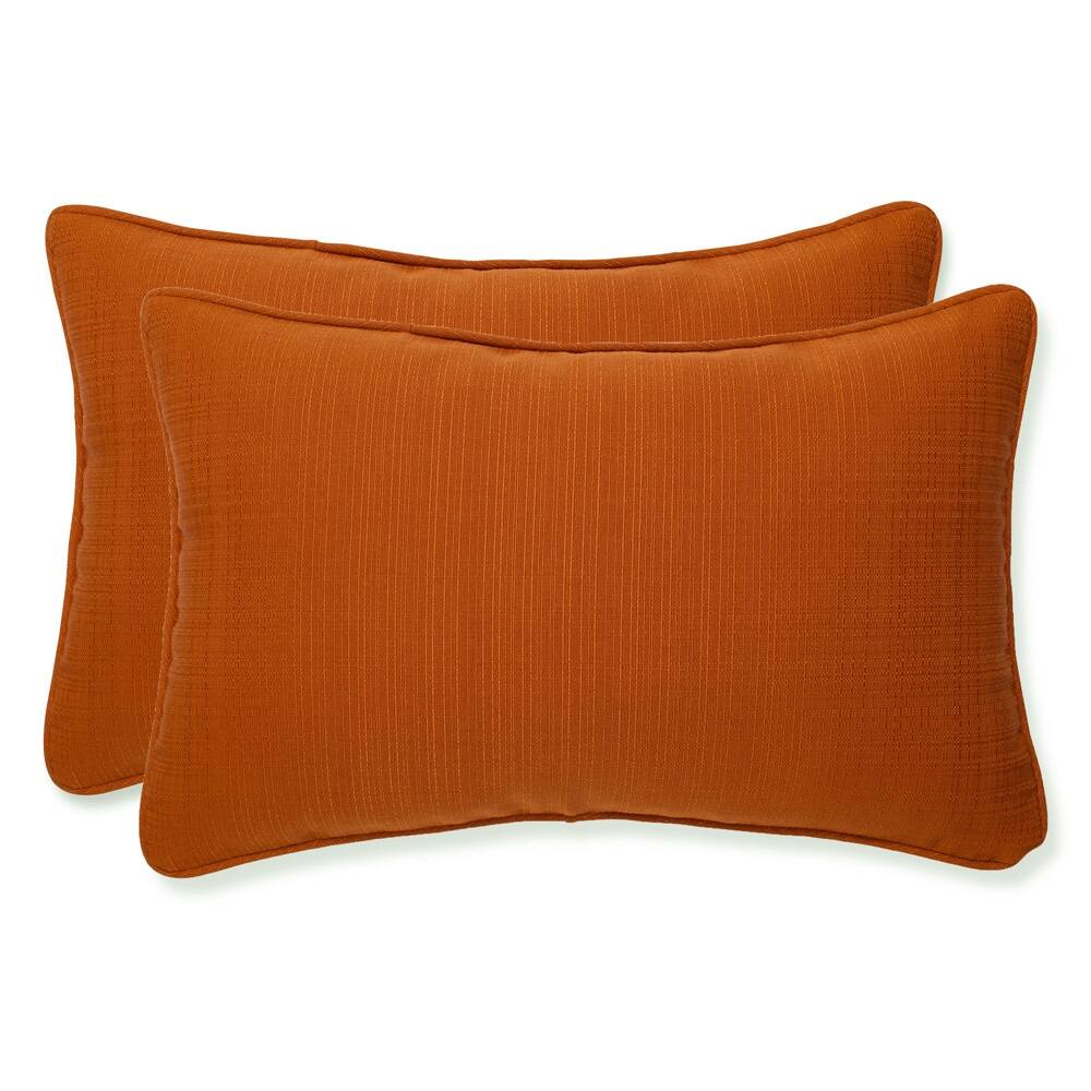 Pillow Perfect Burnt Orange Outdoor Cinnabar Corded Rectangular Throw Pillow (Set of 2)