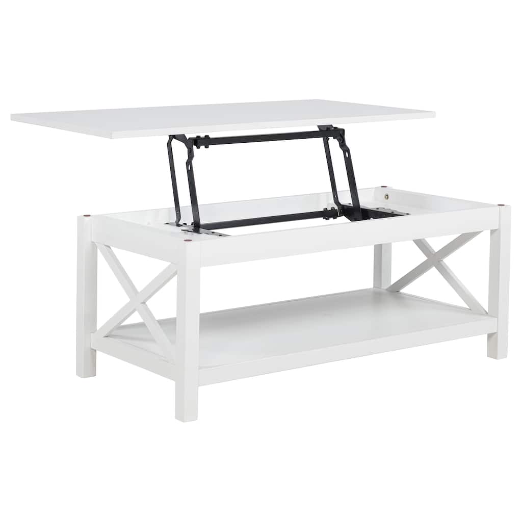 Skyview 44-inch Rectangular Lift Top Coffee Table White - 44" x 22" x 18.25"