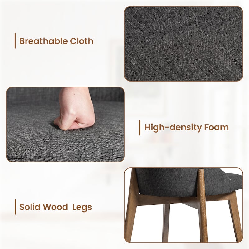 Upholstered Side Chair Dining Chairs Kitchen Chairs with Wood Legs Set of 2